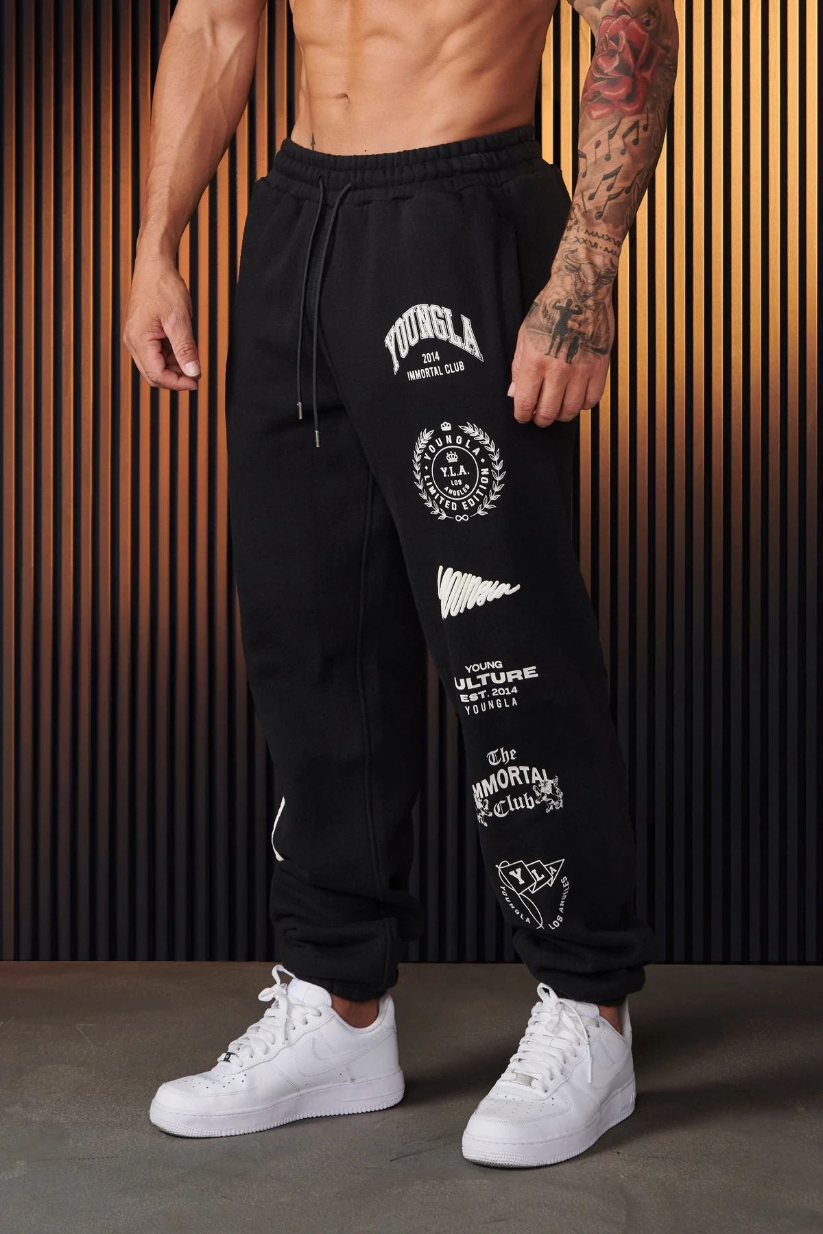 Men's Long Track Sweatpants Printed Ankle-Tied Design Leisure Fitness Essential