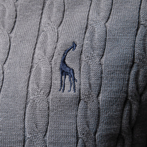Men's knitted sweater cotton solid color high quality embroidered camel