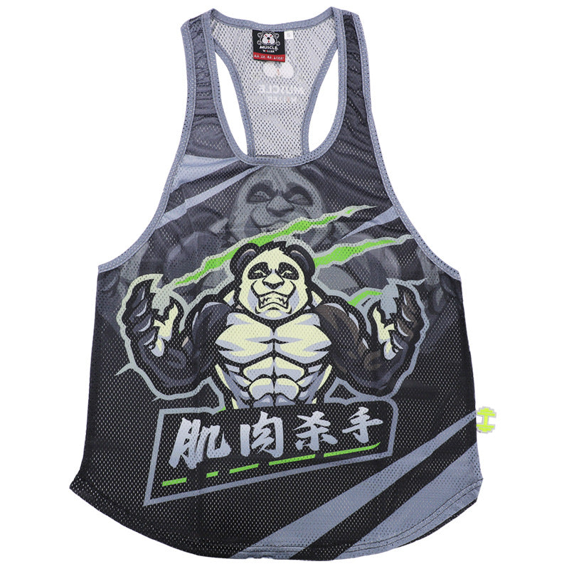 Barbell Animal Fitness Running Sleeveless Sports I-Shaped Training Clothing Quick-Drying Slim Fit Summer Polyester Mesh Waistcoat