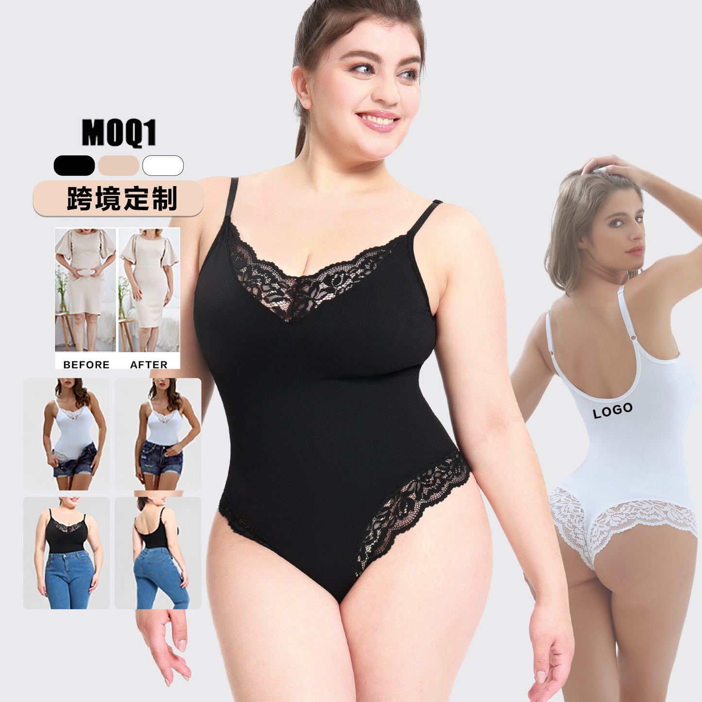 Slim bodysuit for women Patent style jumpsuit plus size lace T-shaped open-end belly contracting jumpsuit suspender shapewear