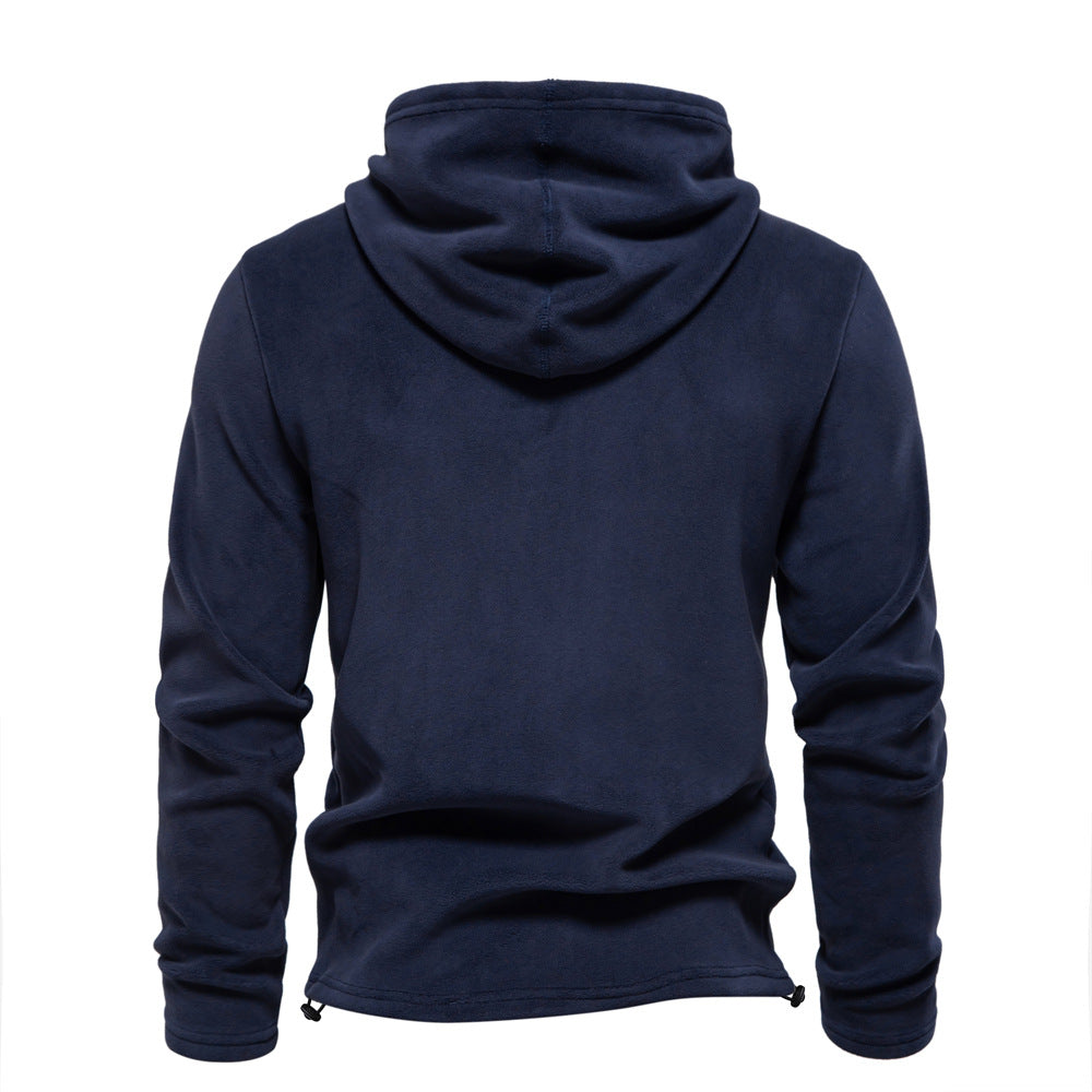 Men's hooded sweatshirt Polar fleece warm trendy all-match men's sweatshirt autumn and winter S-2XL