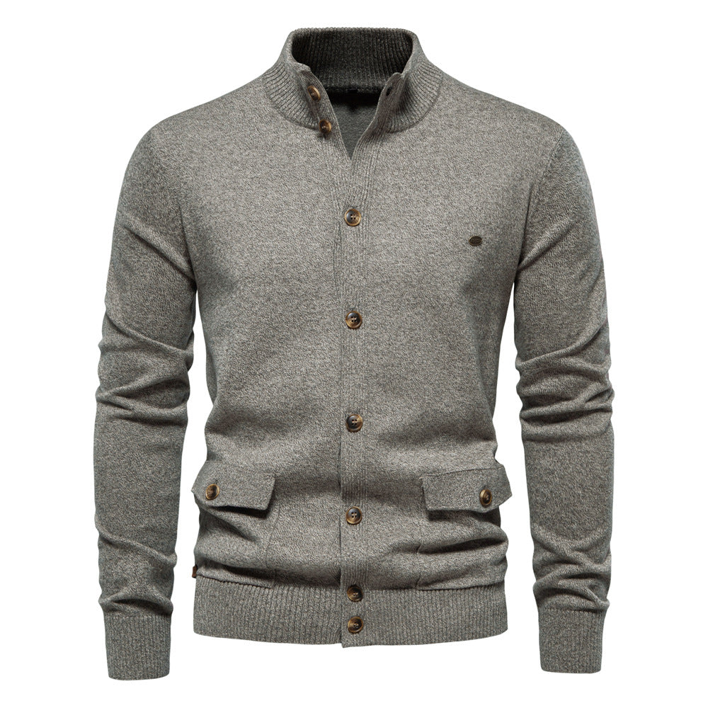 Men's sweater cotton cardigan high quality business casual solid color autumn and winter S-2XL