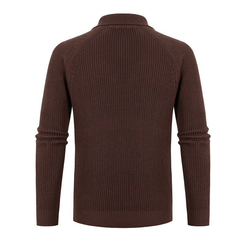 Men's Knitted Sweater Turtleneck Solid Color Button Warm Loose Design M-4XL