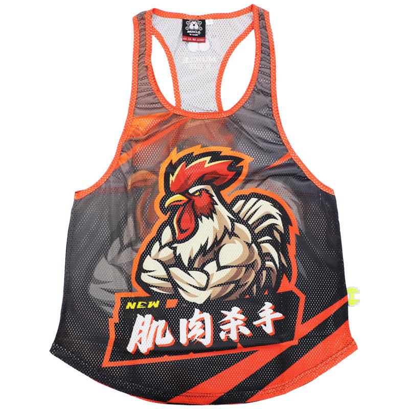 Barbell Animal Fitness Running Sleeveless Sports I-Shaped Training Clothing Quick-Drying Slim Fit Summer Polyester Mesh Waistcoat