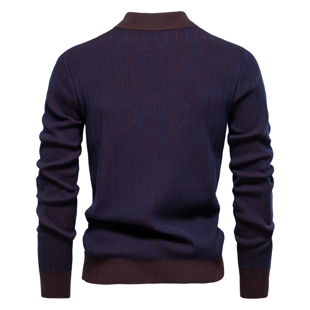 Men's Knit Sweaters Half Turtleneck Waffle Knit Pullover Raglan Sleeve Sweater