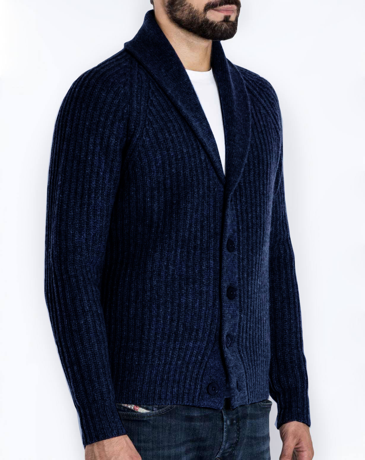 Men's knitted sweater thick thread button cardigan solid color warm loose M-4XL