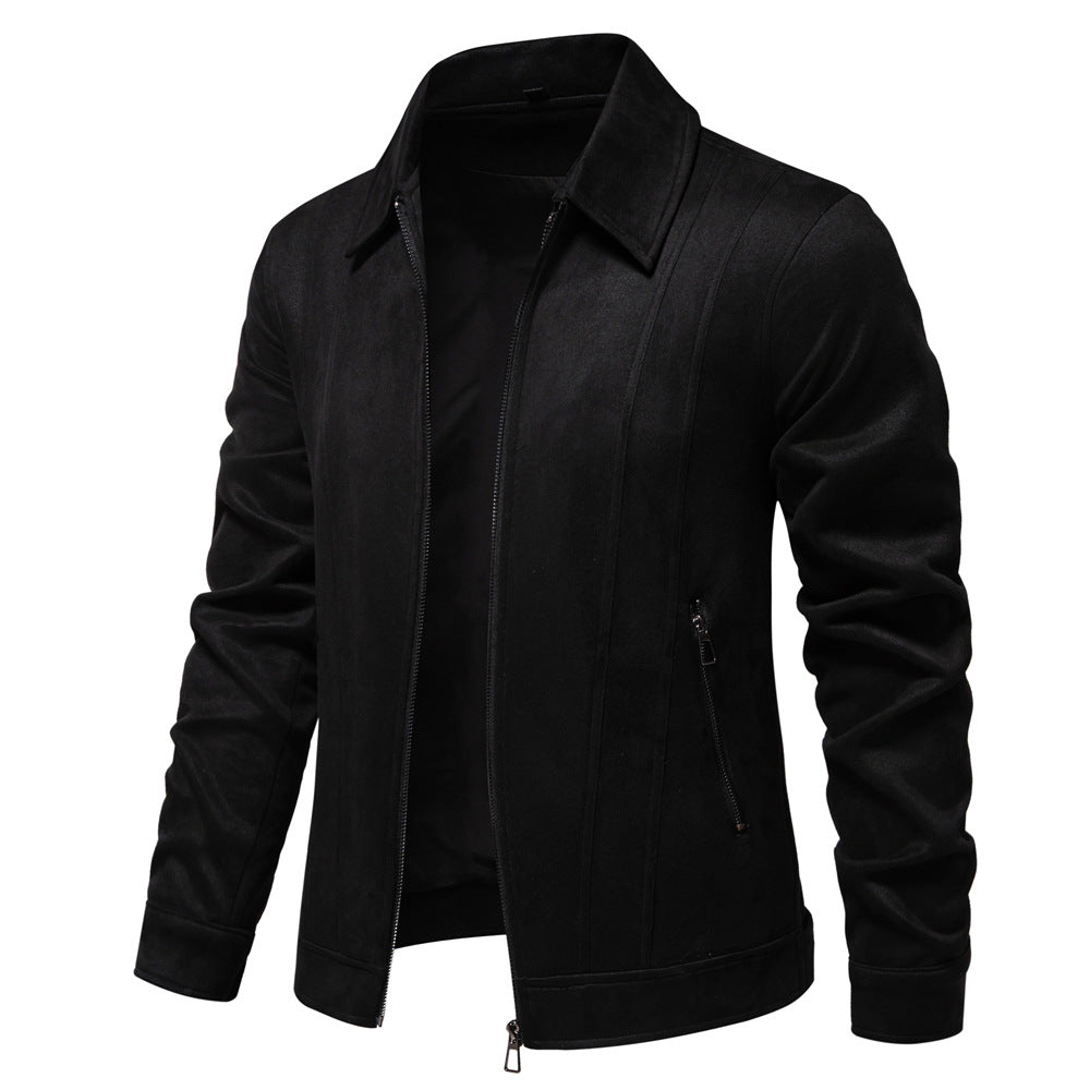 Men's Suede Jacket Trendy Lapel Zipper S-2XL