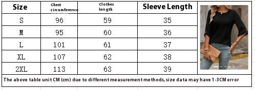 Women's Casual Loose Fit Blouse with Button Detail, Solid Color Versatile Long Sleeve/Short Sleeve Top