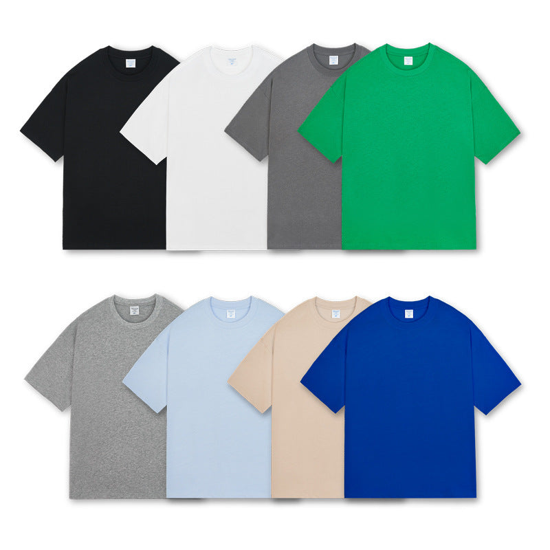 Men's T-shirt solid color pure cotton spring and summer trendy brand loose casual men's short sleeve