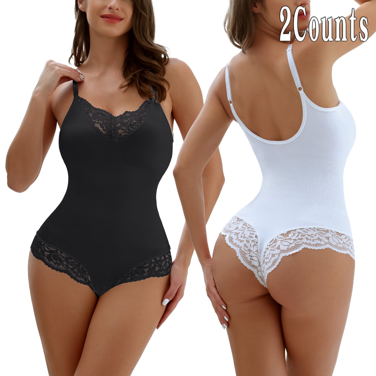 Slim bodysuit for women Patent style jumpsuit plus size lace T-shaped open-end belly contracting jumpsuit suspender shapewear