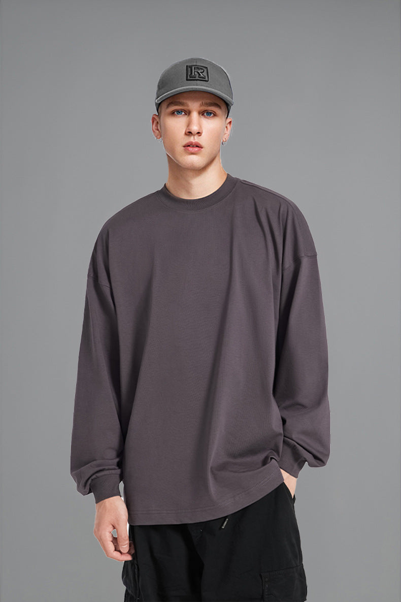 Men's T-shirt Mint Sun Protection Long T Spring and Summer New Five-in-One Technology Fabric Solid Color Men's Long Sleeve