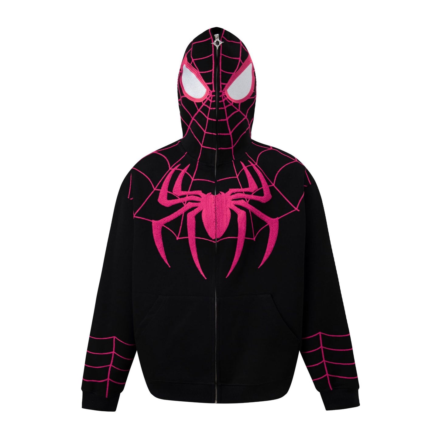 Men's cardigan hooded sweatshirt zipper retro original design sense Spider Man letter embroidery trendy brand M-XL