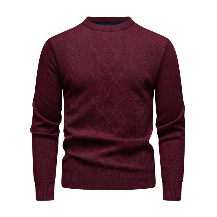 Men's knitted sweater round neck solid color warm and comfortable loose M-4XL