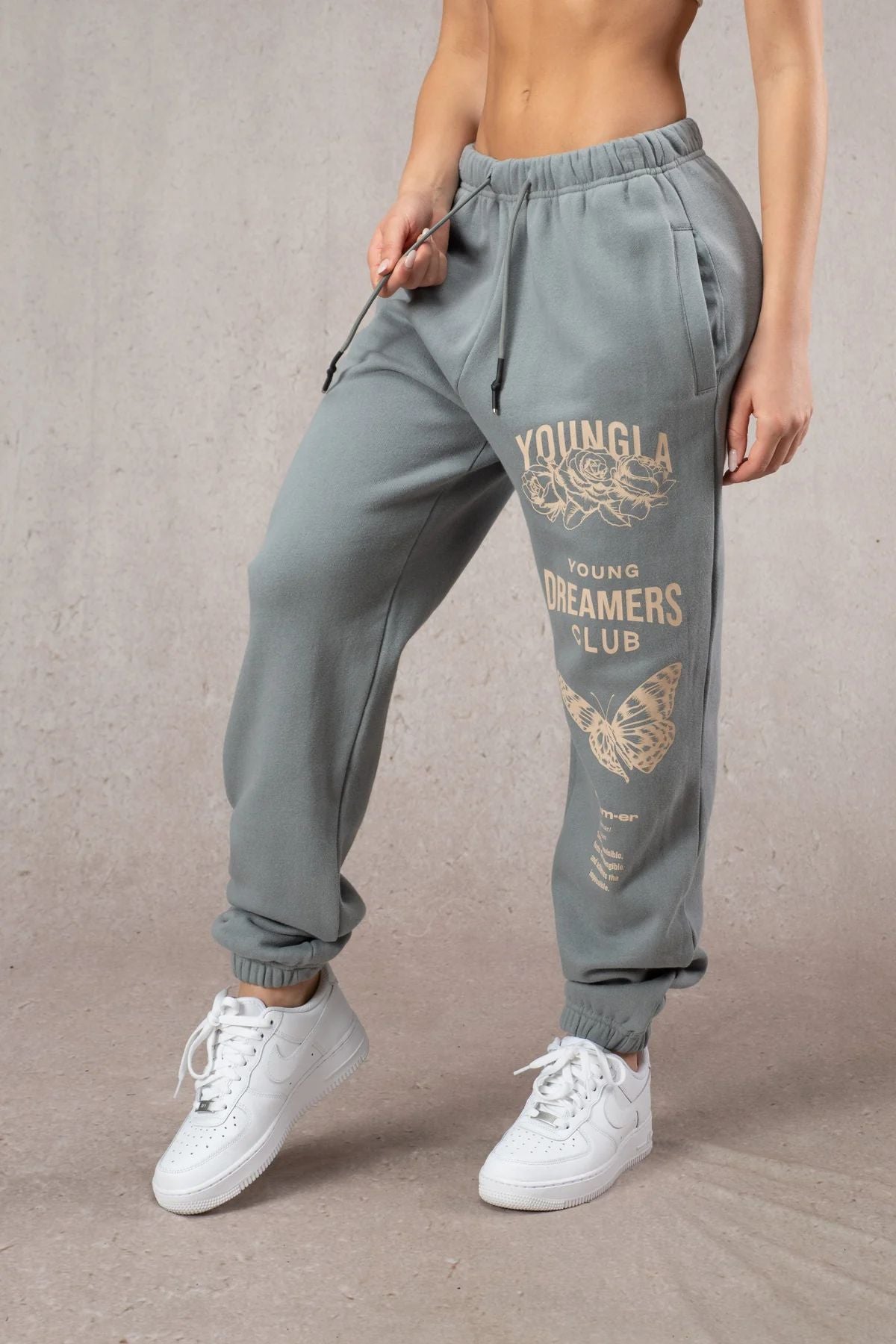 Youngla American Sports Pants Gym Bodybuilding Running Training Pants Cotton Terry Printed Ankle-Tied Trousers