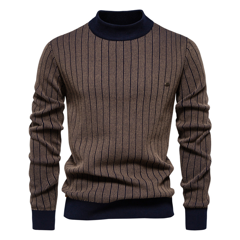 Men's Knit Sweaters Half Turtleneck Waffle Knit Pullover Raglan Sleeve Sweater