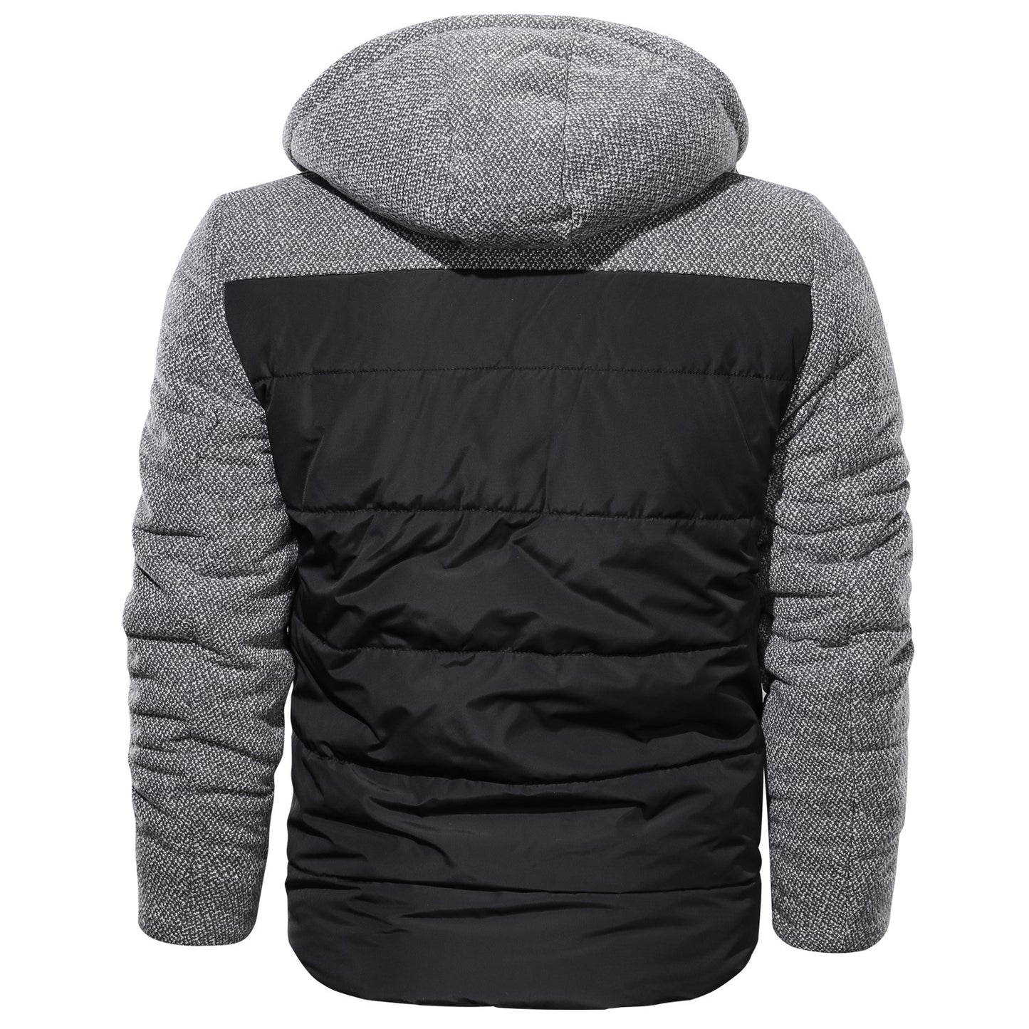 Fashion Men's Hooded Cotton Warm Windproof with zipper Trendy Color-Block Jacket Plus Size