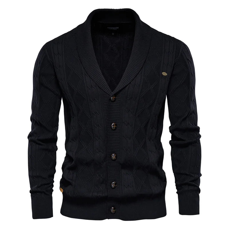 Men's Cardigan V-neck Long Sleeve Sweater Thickened Sweater Trendy Knitted Cardigan Jacket