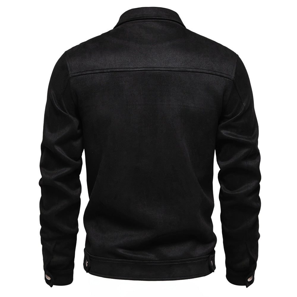 Men's Suede Jacket Trendy Lapel Zipper S-2XL