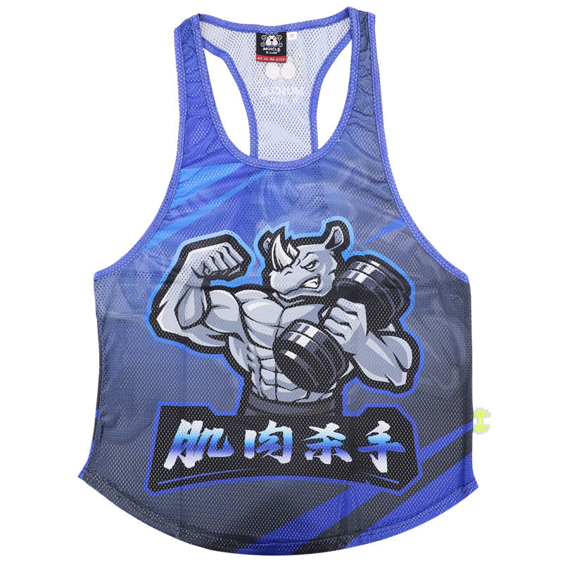 Barbell Animal Fitness Running Sleeveless Sports I-Shaped Training Clothing Quick-Drying Slim Fit Summer Polyester Mesh Waistcoat