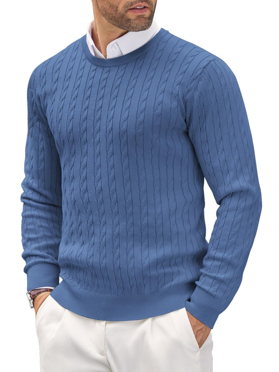 Men's knitted sweater with twisted lapel and warm loose design M-4XL