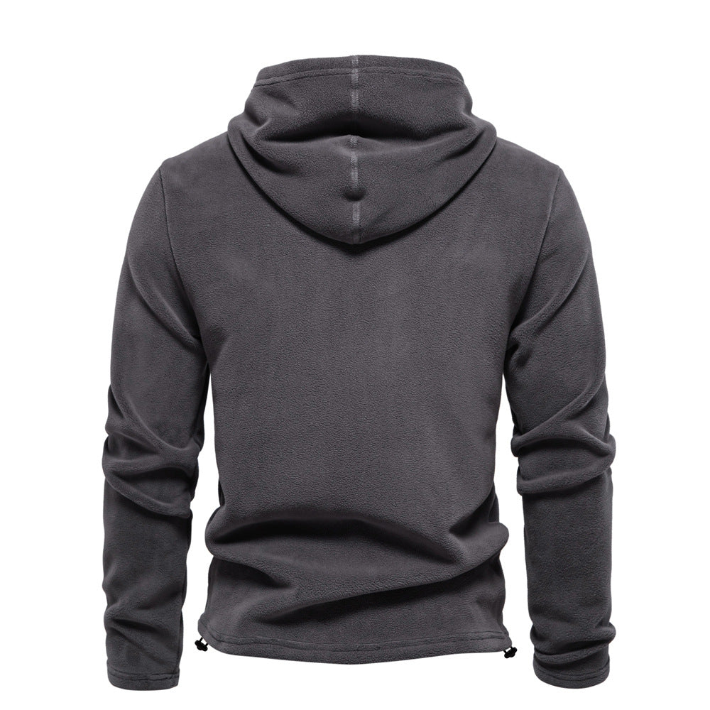 Men's hooded sweatshirt Polar fleece warm trendy all-match men's sweatshirt autumn and winter S-2XL