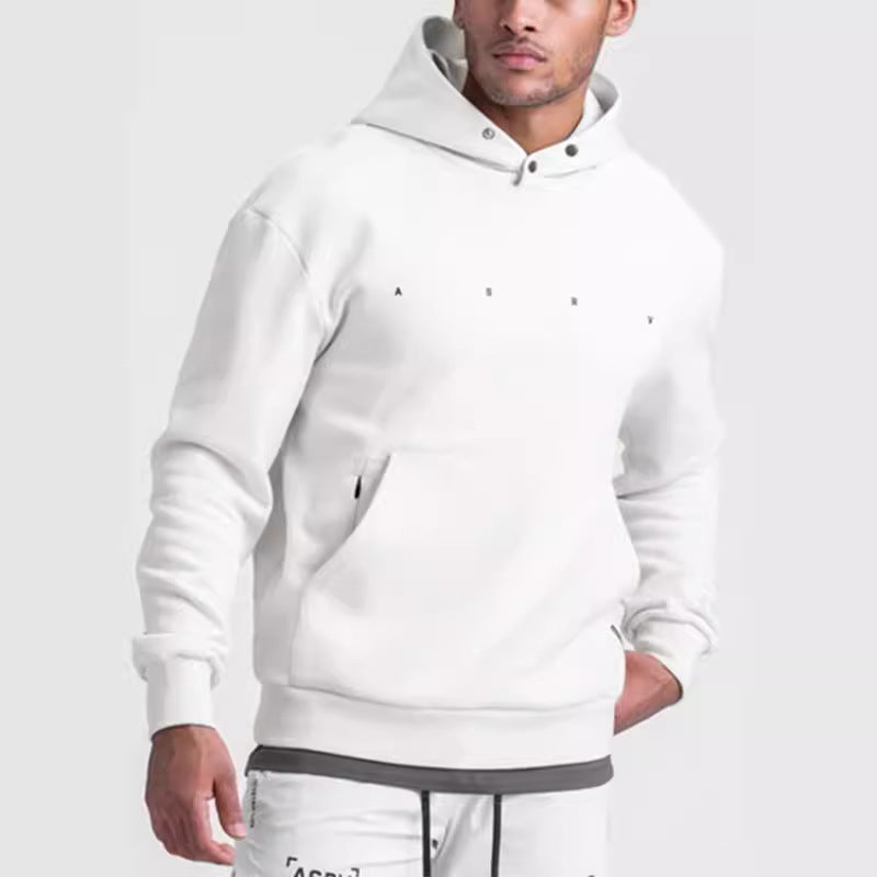 Men's sports hooded sweatshirt, cotton loose solid color warm, large size M-3XL