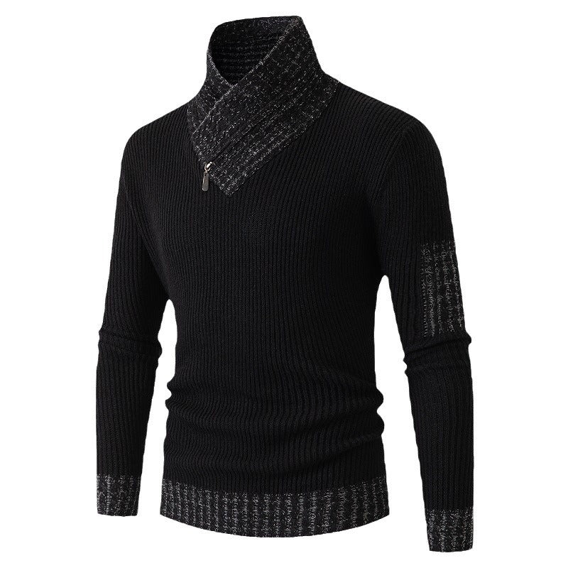 Men's Knitted Sweater Scarf Collar Warm Loose Design M-4XL