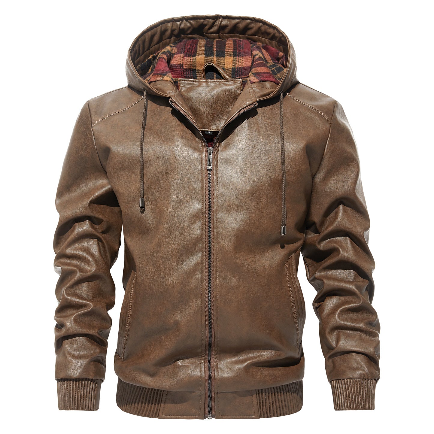 Men's Fur Integrated Hooded Jacket with Lapel Cropped, Multi-Functional Pocket Design Warm Winter Single