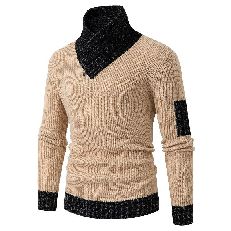 Men's Knitted Sweater Scarf Collar Warm Loose Design M-4XL