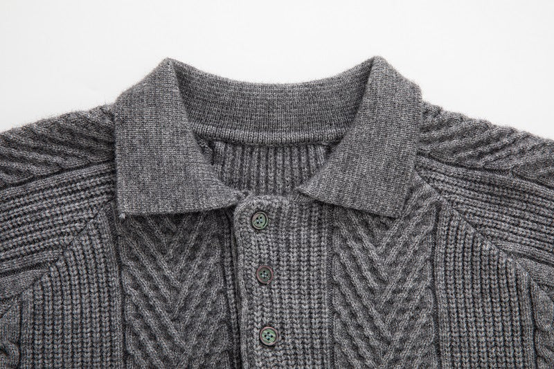 Mens Knitted Sweaters Cardigan Sweater Vintage Striped V-Neck Long Sleeve Button Down M-3XL