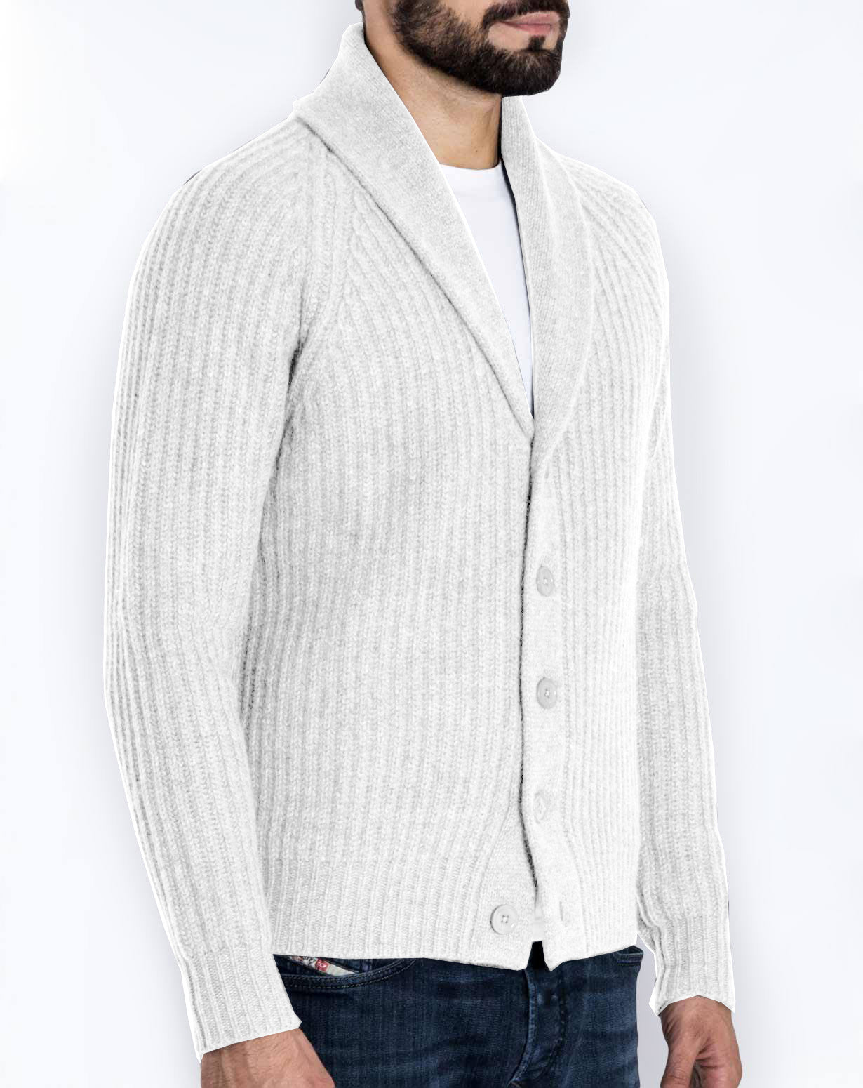 Men's knitted sweater thick thread button cardigan solid color warm loose M-4XL