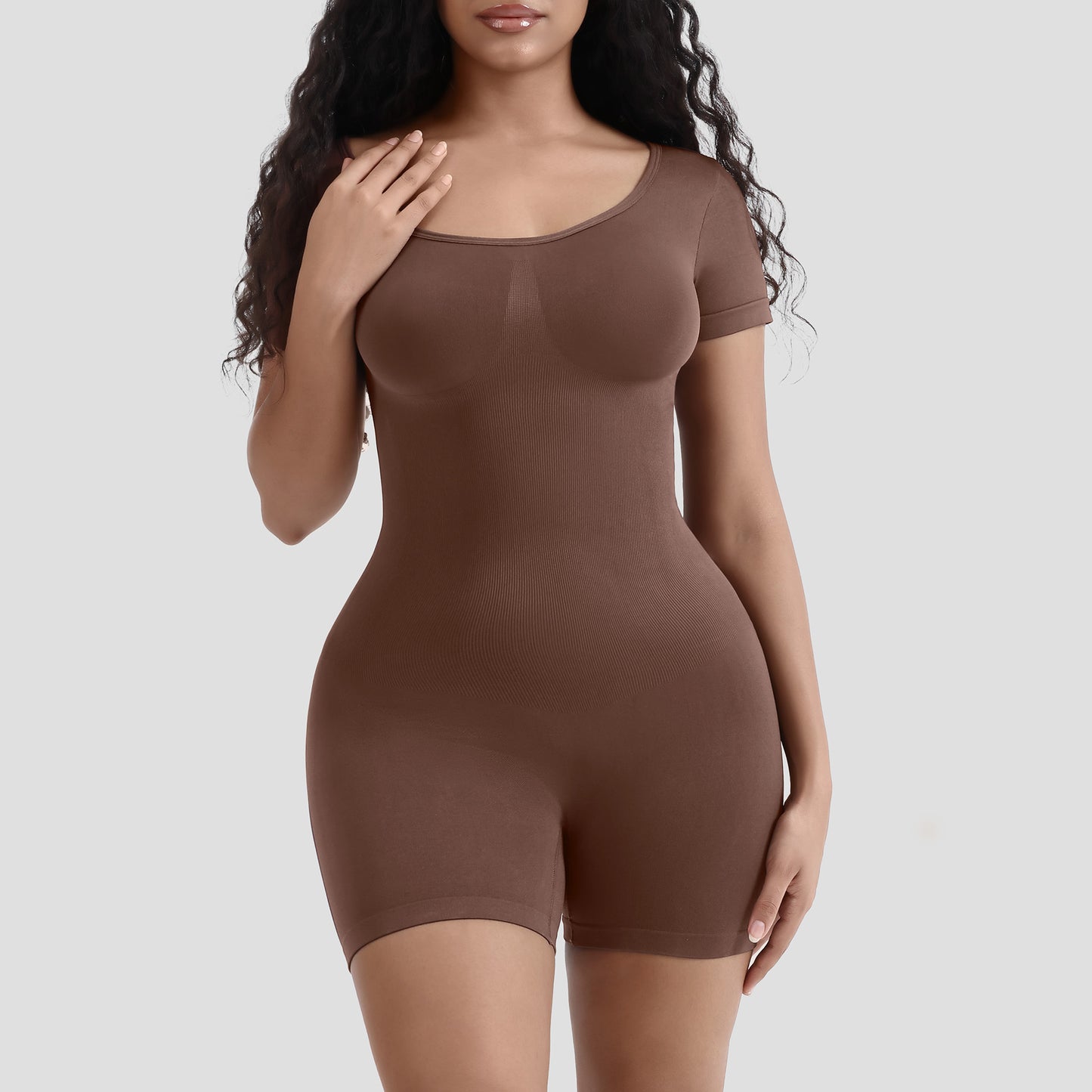 Slimming Bodysuit for Women – Seamless Waist-Shaping Short Sleeve Jumpsuit, Form-Fitting One-Piece Romper, Trendy Slim Fit Outfit