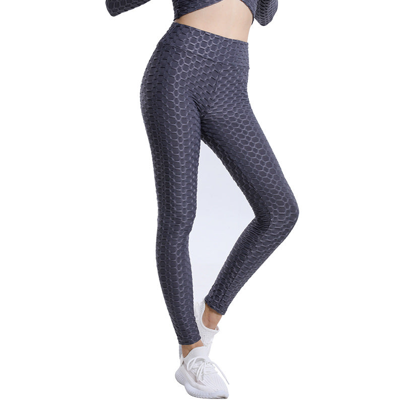 Leggings For Women Leggings Workout Elastic Sports Hip Raise High Waist Tights Breathable Jacquard plus Size Bubble Yoga Pants