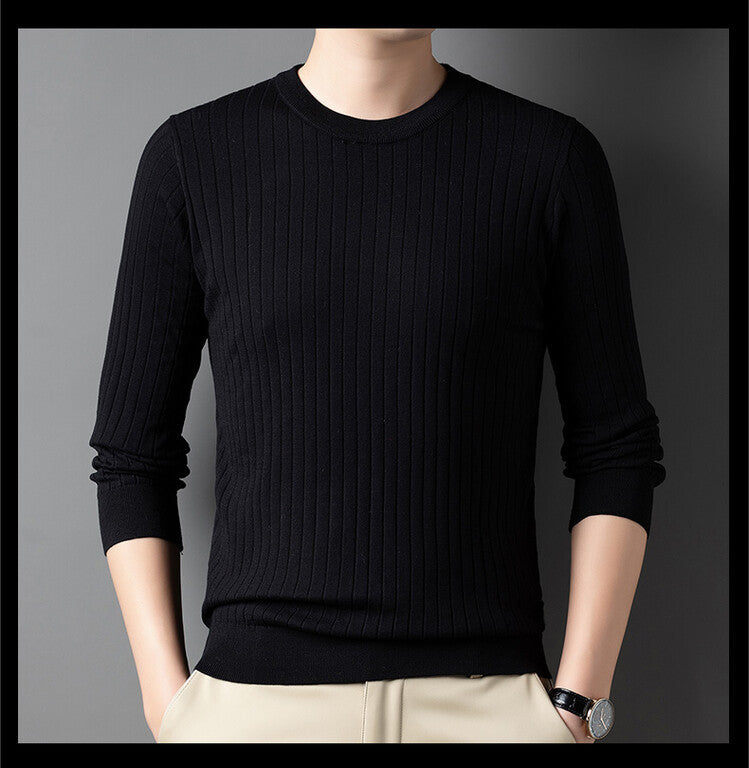 Men's Knitted Sweater Solid Color Round Neck Warm M-3XL