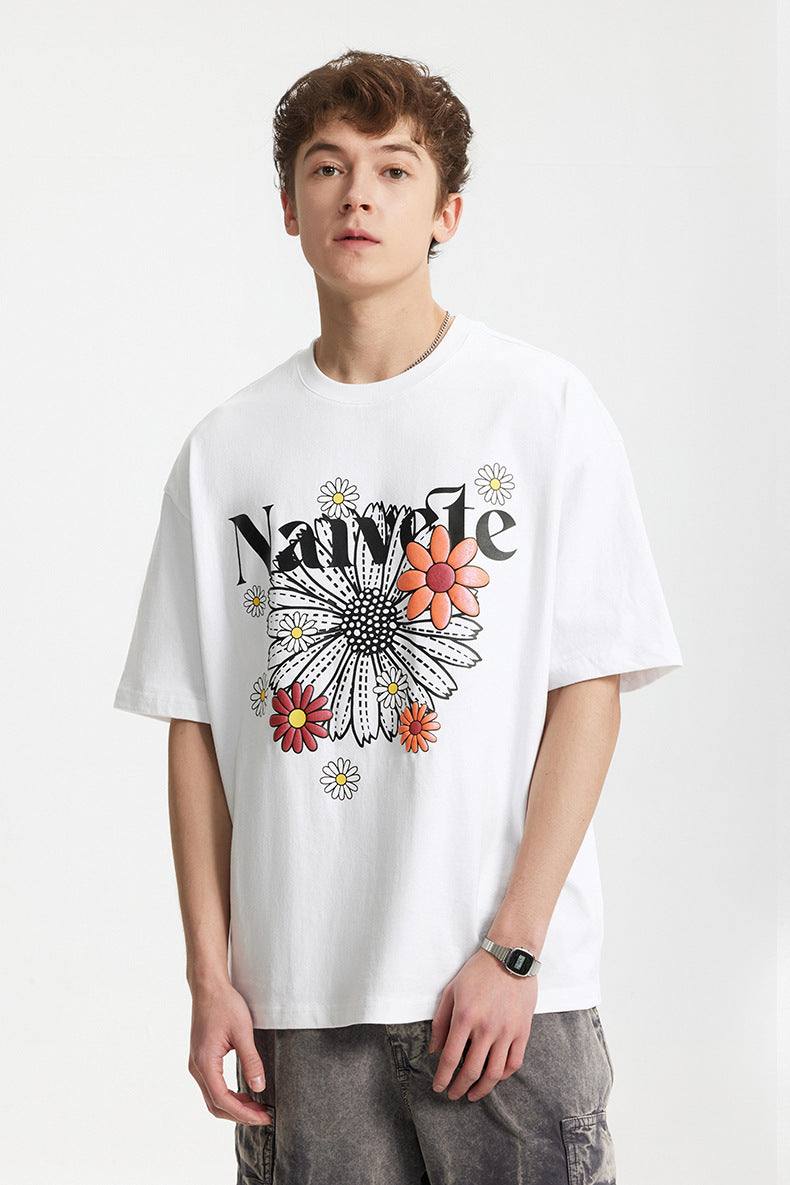 Men's T-shirt Magic Color Foam Daisy Print Fashion Loose Short Sleeve