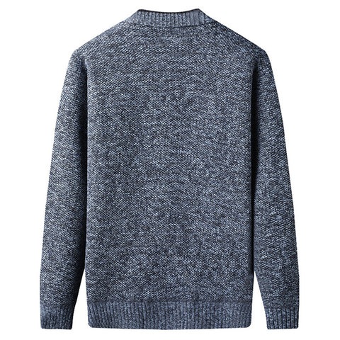 Men's Knitted fleece-lined Cardigan V-neck Knitted Sweater for Middle-aged and Elderly Business Casual Sweater