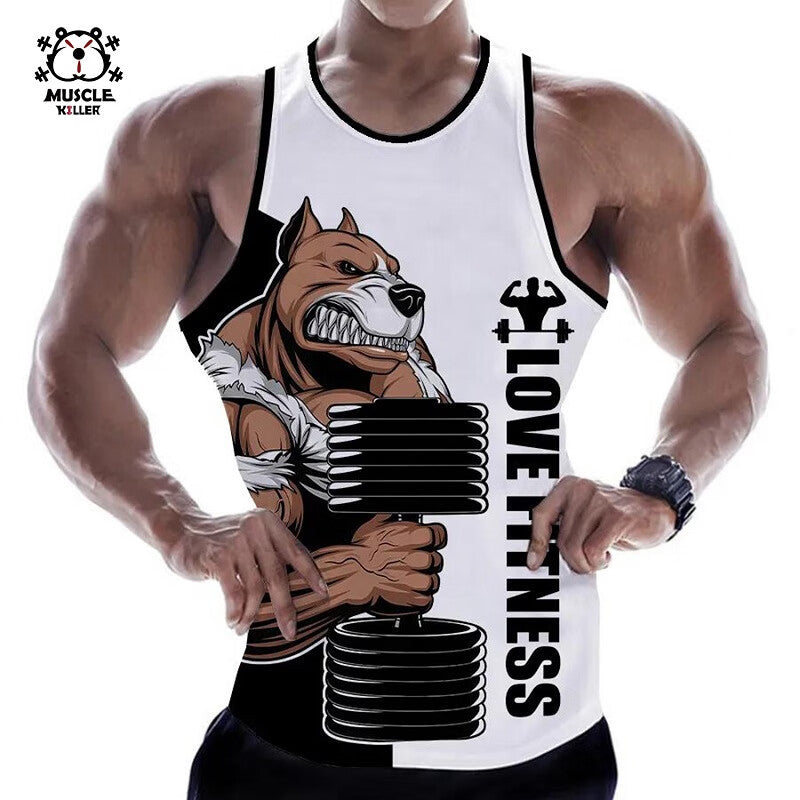 Muscle Killer Muscle Animal Sports Leisure Gym Wait Lifting Running Bodysuit Loose Dumbbell & Barbell Elastic