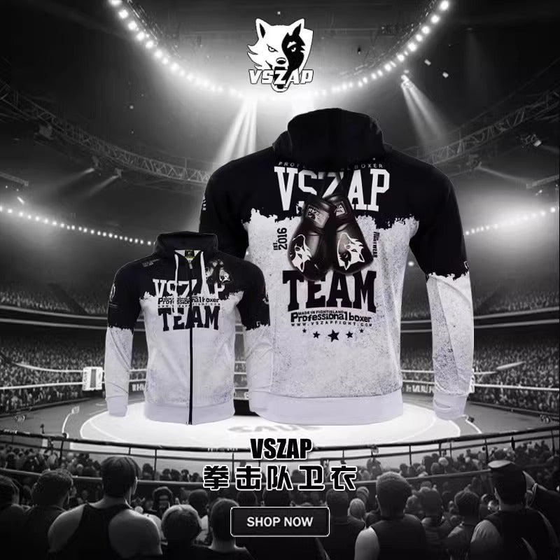 Vszap Boxing Suit Combat Training UFC Sweater Men's and Women's Muay Thai Fight Competition Quick-Drying Sports MMA Autumn Coat