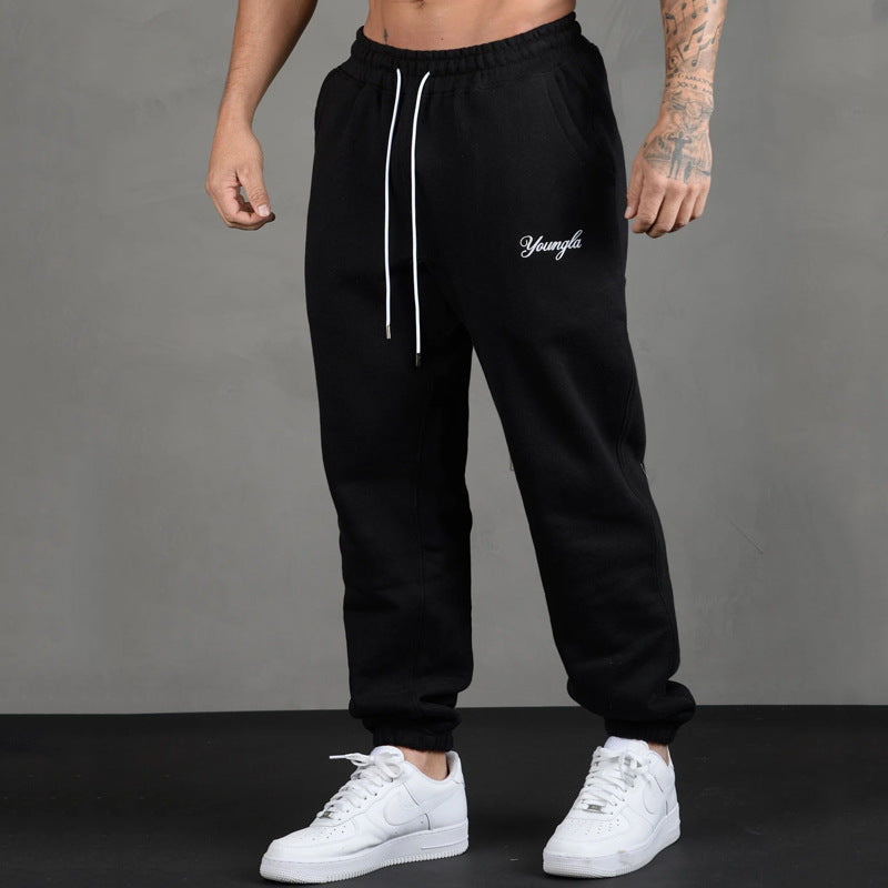 Men's Sports Pants Autumn and Winter New Gym Sports Fitness Cotton Embroidery Ankle-Tied Sweatpants