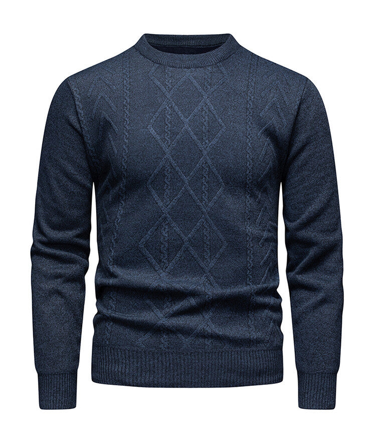 Men's knitted sweater round neck solid color warm and comfortable loose M-4XL