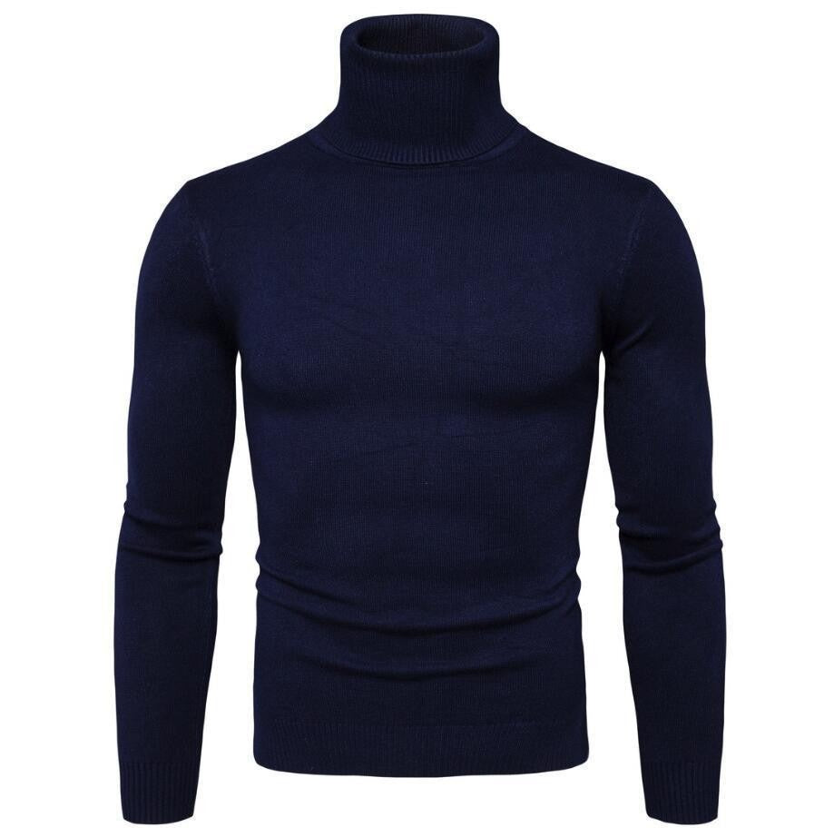 Men's Knitted Sweater Turtleneck Solid Color Warm Loose Design M-4XL