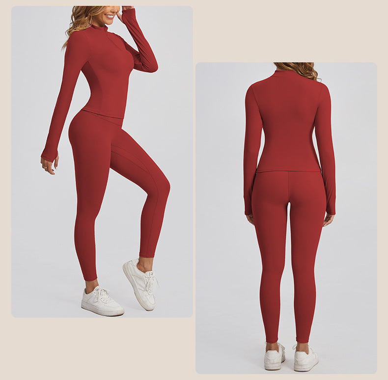 leggings For Women Sports Long Sleeve Slim-Fit Yoga Wear Sets Outdoor Running Sports Workout Clothes Suit