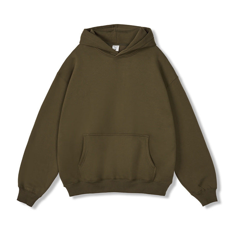 Men's Hooded Sweatshirt Solid Color Cotton Padded Thickened Loose Casual Tall Large Size