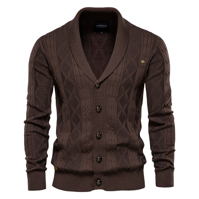 Men's Cardigan V-neck Long Sleeve Sweater Thickened Sweater Trendy Knitted Cardigan Jacket