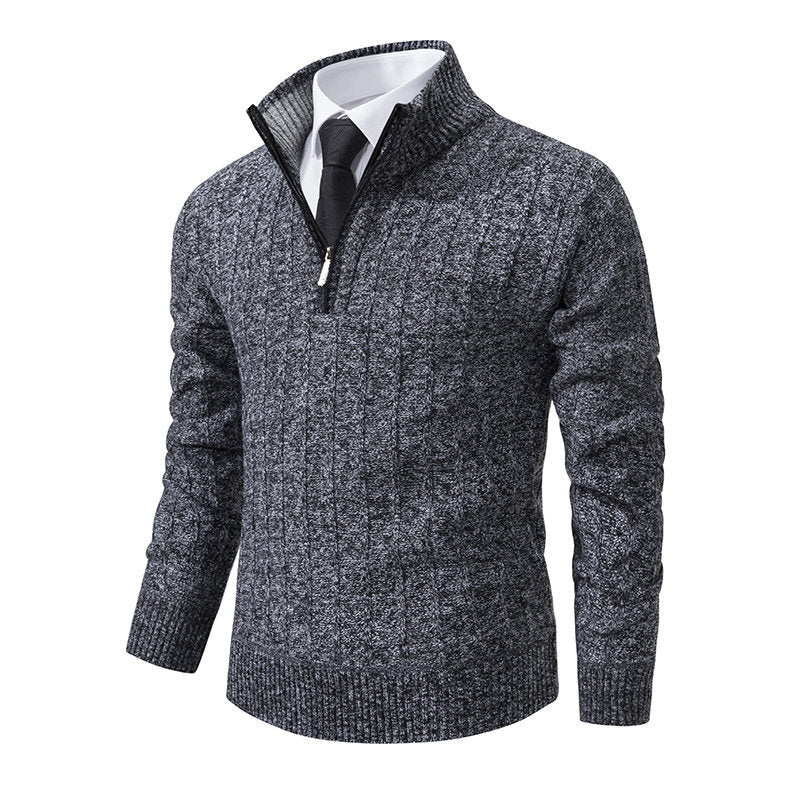 Men's Knitted Sweater Turtleneck Jacket Cotton Stand Collar Design Coat M-3XL