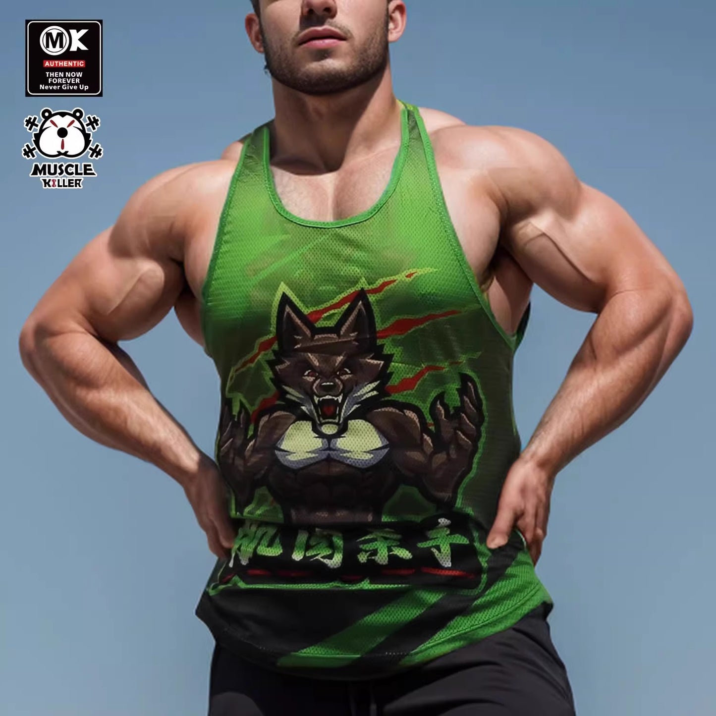 Barbell Animal Fitness Running Sleeveless Sports I-Shaped Training Clothing Quick-Drying Slim Fit Summer Polyester Mesh Waistcoat