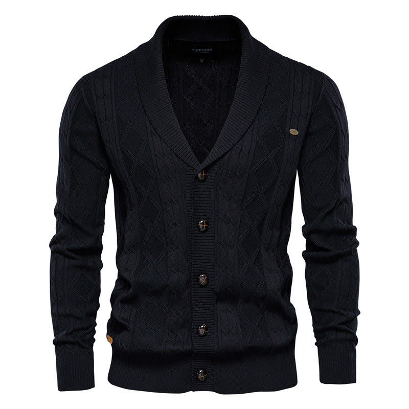 Men's Cardigan V-neck Long Sleeve Sweater Thickened Sweater Trendy Knitted Cardigan Jacket