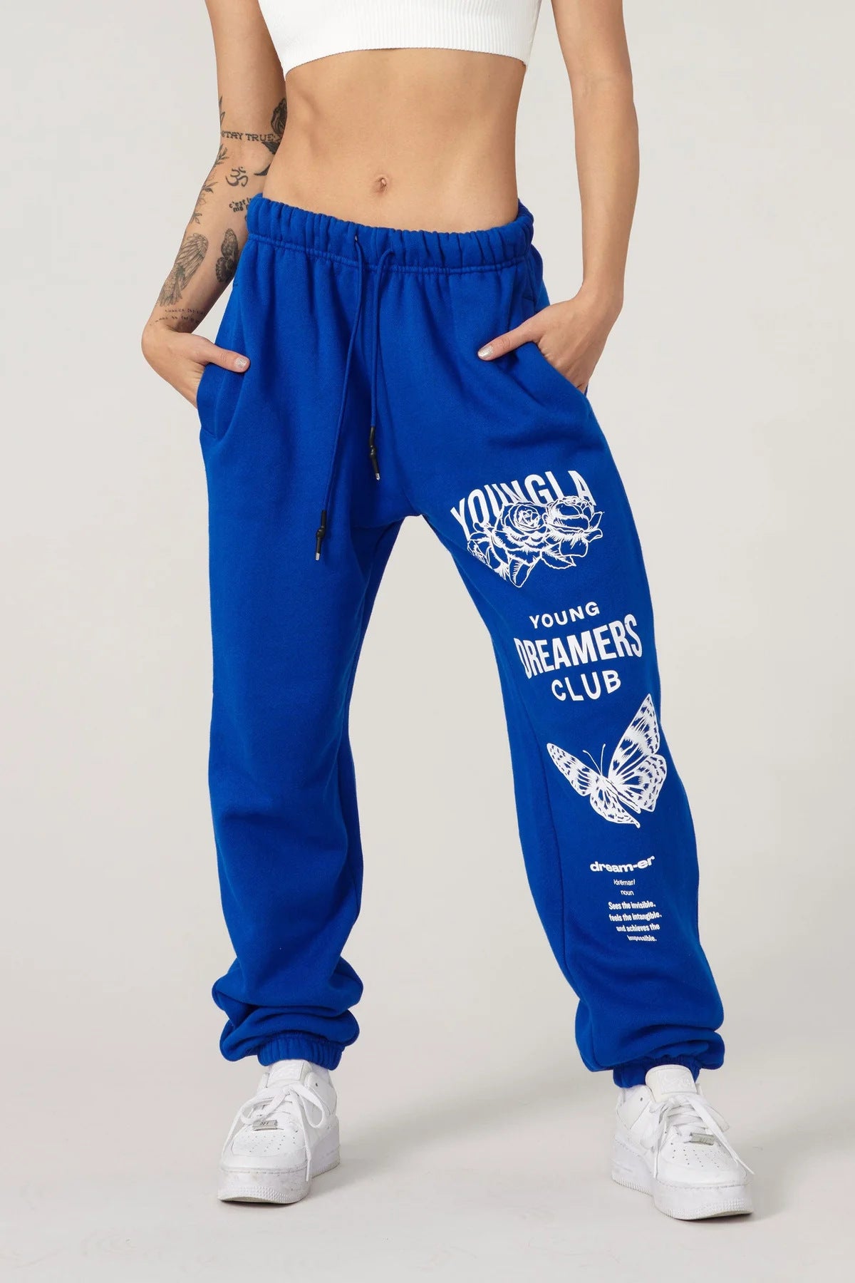 Youngla American Sports Pants Gym Bodybuilding Running Training Pants Cotton Terry Printed Ankle-Tied Trousers