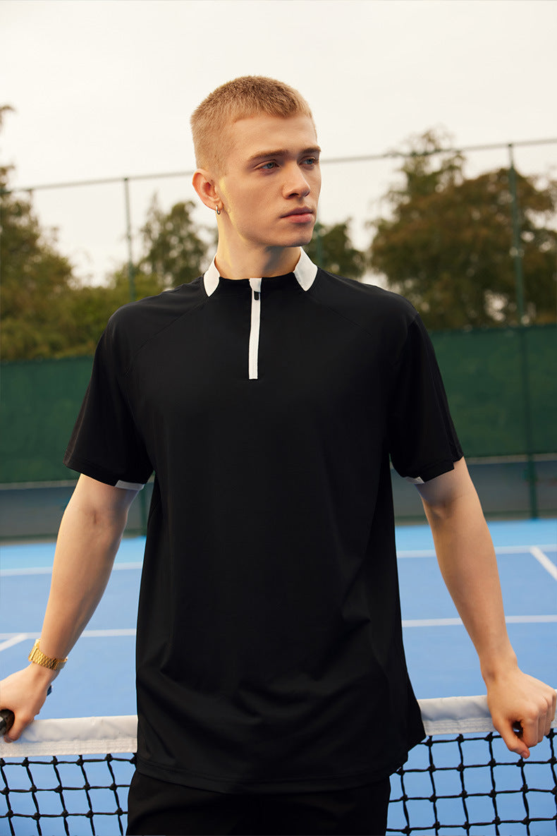 Men's T-shirt Couples  Zipper Spring and Summer New Lightweight Cool Feeling Golf Tennis Commuter Stitching Short Sleeve