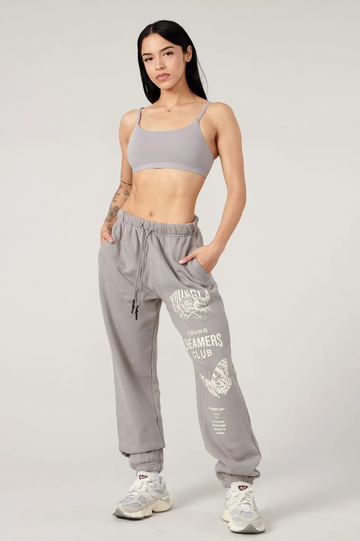 Youngla American Sports Pants Gym Bodybuilding Running Training Pants Cotton Terry Printed Ankle-Tied Trousers